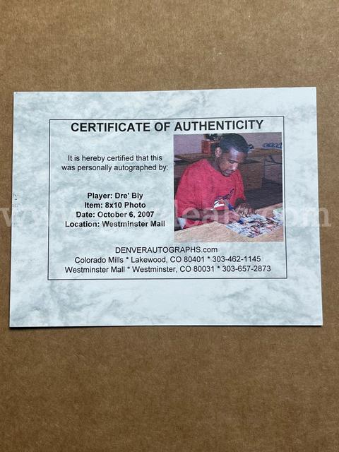 Dre’ Bly auto. Picture & card
