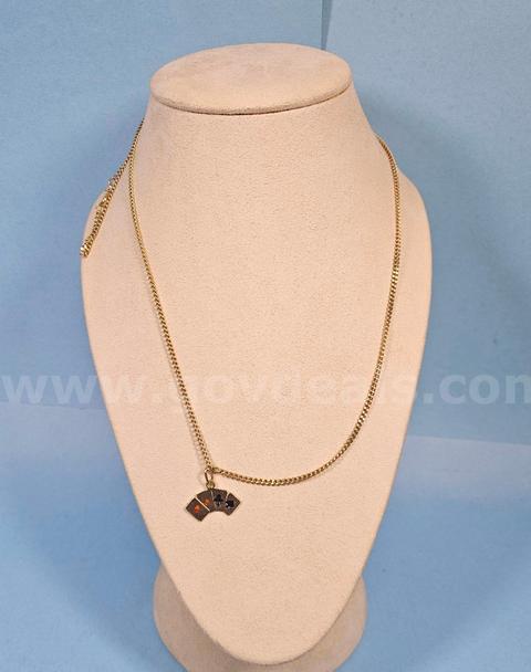 18K Gold Cards Pendant Mens Necklace
