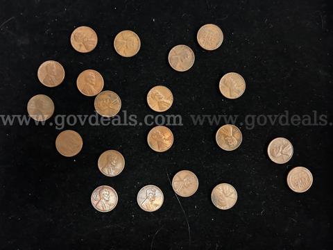TWENTY WHEAT PENNIES & COINS