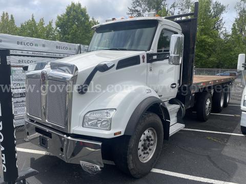2019 Kenworth T800 Tri/A Flatbed Truck-Inoperable