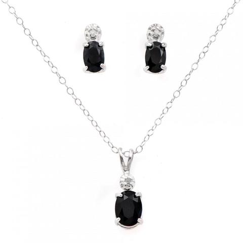 DIAMONDS and BLACK SAPPHIRE Earrings and Necklace