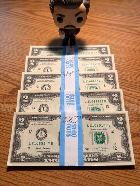 50x Circulated Nonsequential Serial Two Dollar # $2 Bill