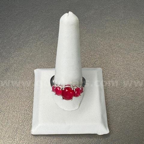 Silver Stamped 925 Ring with Pink Stones