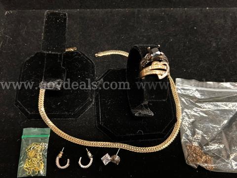 Assorted Jewelry Lot Including Rings, Earrings, Necklaces, Bracelet & School Pendants
