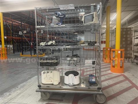 LOT OF VARIOUS EQUIPMENT PLUS A METAL CART