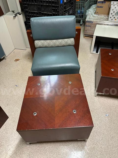 2 individual pieces - Lobby / Reception Lounge Grouping, consisting of 1 armless club chair with an integrated table
