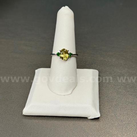 Silver 925 Ring with Yellow & Green Stones