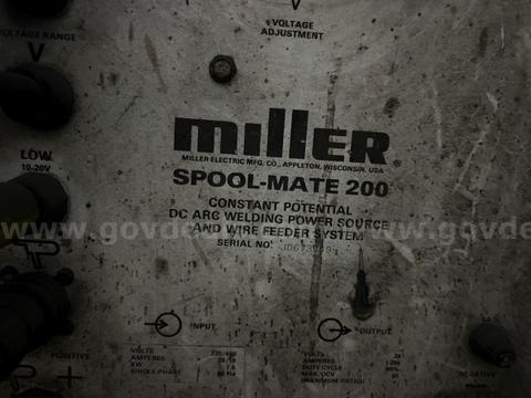 Miller Spool Mate 200 Welder NO Tank Included - Start Bid $50.00 Public Works 815 E. Poe Rd. 419-409-0087