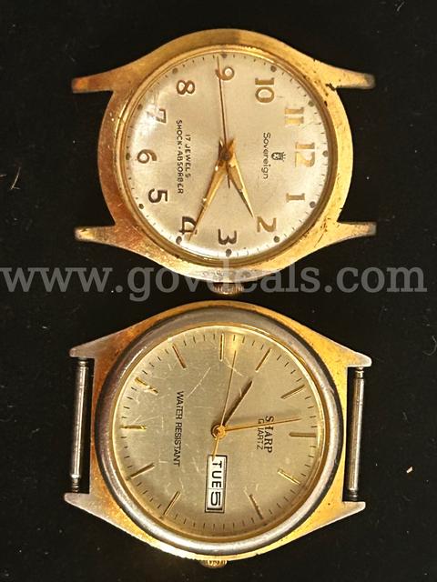 Four Men's Watches Including Gold-Tone, Silver-Tone & Black Watches