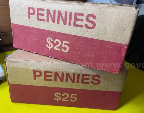 FULL 100 ROLL (2) BRINKS SEALED BOX LOT LINCOLN PENNIES UNSEARCHED FREE SHIPPING (USA ONLY)