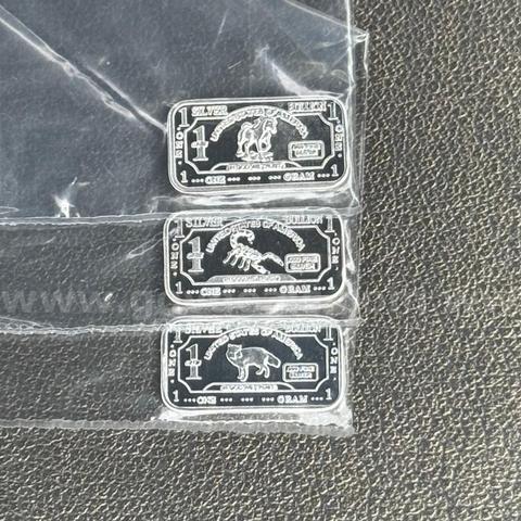 Set of 3 Silver Bar - Horse, Scorpion & Fox
