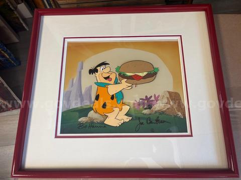 Original Warner Brother’s Fred Flintstone Production Cel Very Rare Hard To Find Framed Certificate of Authenticity