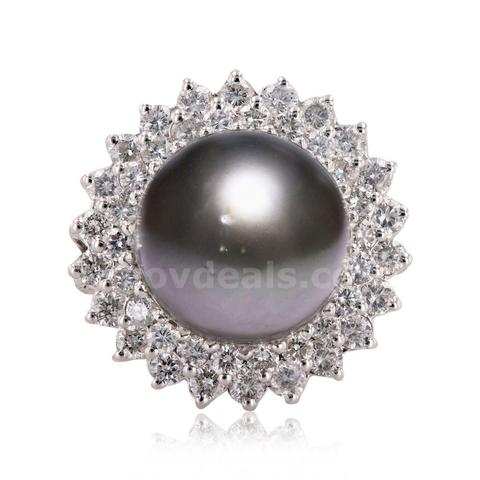 TAHITIAN PEARL and DIAMOND Ring