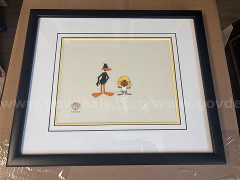 Original Warner Brother’s Daffy And Speedy Production Cel Very Rare Hard To Find Framed Certificate of Authenticity
