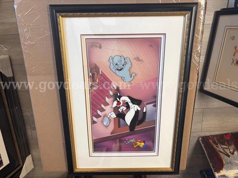 Original Warner Tweedy, Sylvester And Bulldog Brother’s Production Cel Very Rare Framed Certificate of Authenticity