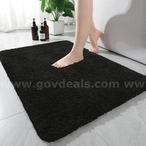 Brand New - 24"x17", Non Slip Bathroom Rug, Thick Soft and Absorbent Microfiber Bath Mat, Black - Shipping Available