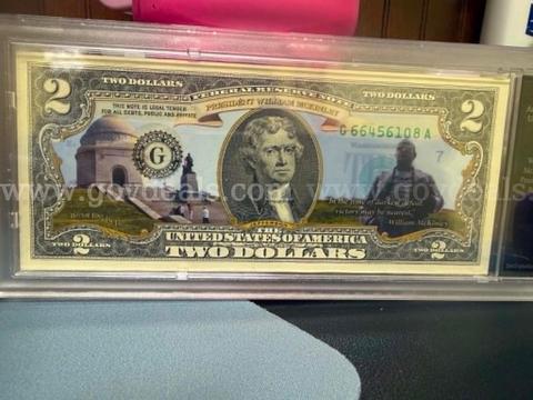 William McKinley Presidential $2 Bill Authenticated Uncirculated in Holder