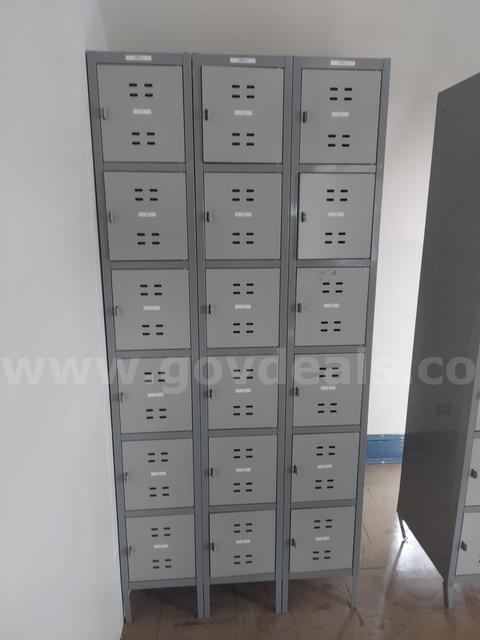 Two banks of 15 twelve inch lockers