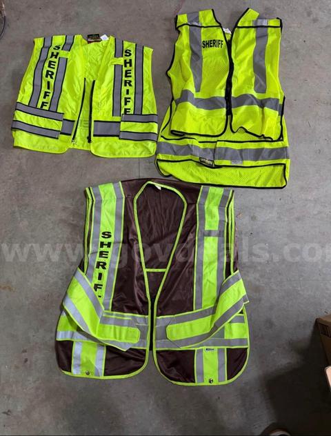 MASSIVE LOT OF 60+ Galls Safety Vest “sheriff” Yellow 3M Reflective Zip-N-Rip M-XL