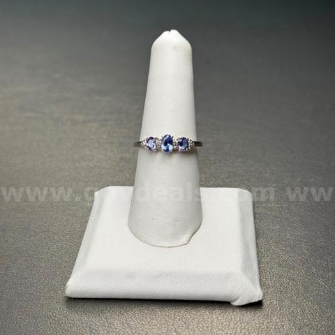 925 Silver Ring with Purple Stones