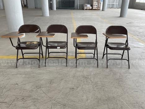 Lot of (4) Folding Student Chairs Right Side Tablet Arm