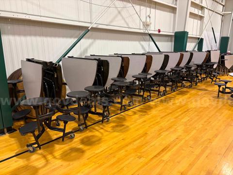 A Lot of Circular Cafeteria Tables w/ Stools