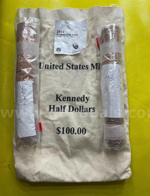 2014 P&D KENNEDY HALF DOLLAR 50TH ANNIVERSARY UNCIRCULATED $100 COIN BAG