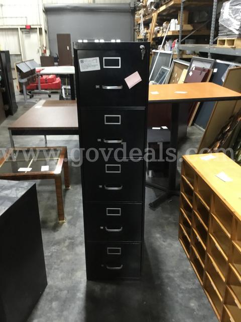 5 draw black file cabinet