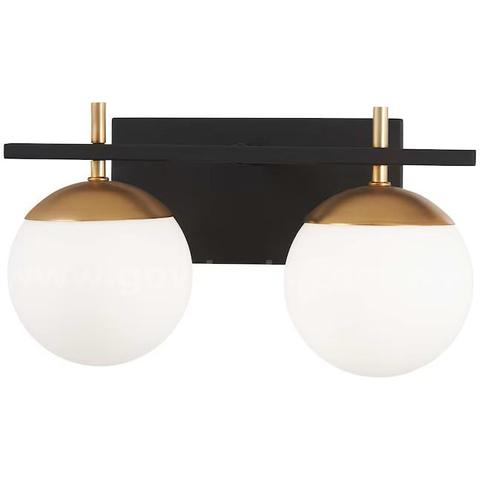 Brand New - 2-Light Weathered Black with Autumn Gold Accents Bath Light - Shipping Available