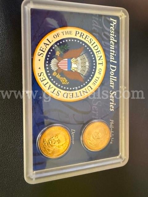2008 John Quincy Adams Presidential $1 Coin Set P & D Mints Display Holder