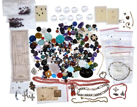 Miscellaneous Lot of Colored Stones and Jewelry Findings
