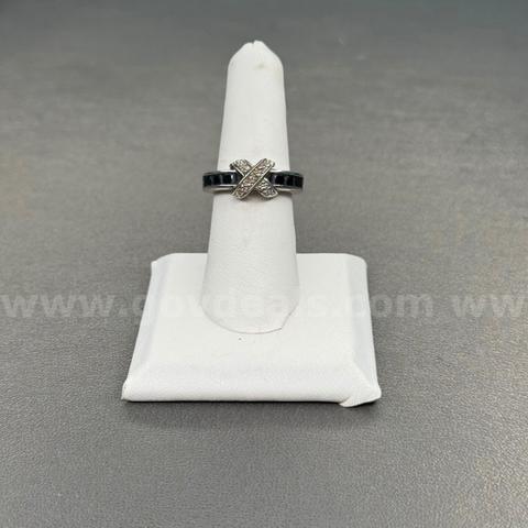 925 Silver Ring with Black and White Stones