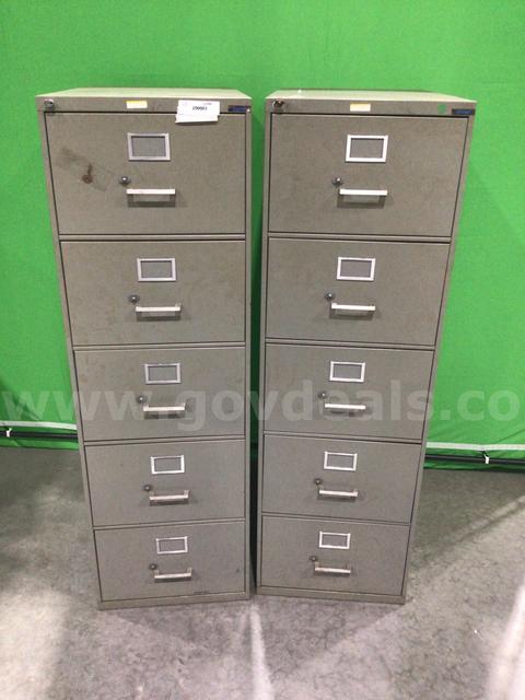 Lot of (2) Five-Drawer Vertical File Cabinets