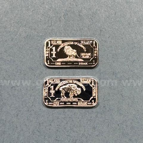 Set of 2 Silver Bar - Lion & Buffalo