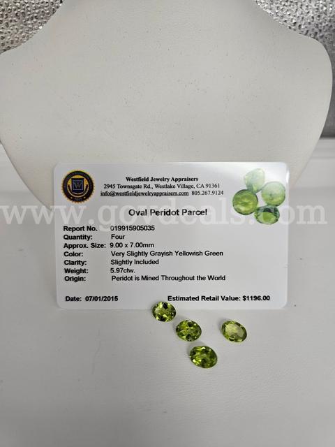 4 Piece Oval Peridot Parcel   5.97ctw   App $1196