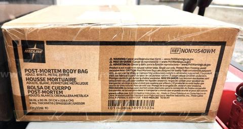 Case of 10 Medline Adult Post-Mortem Body Bags 36" x 90" White Heavy-Duty PVC (REF: NON70540WM) – Brand New Factory Seal