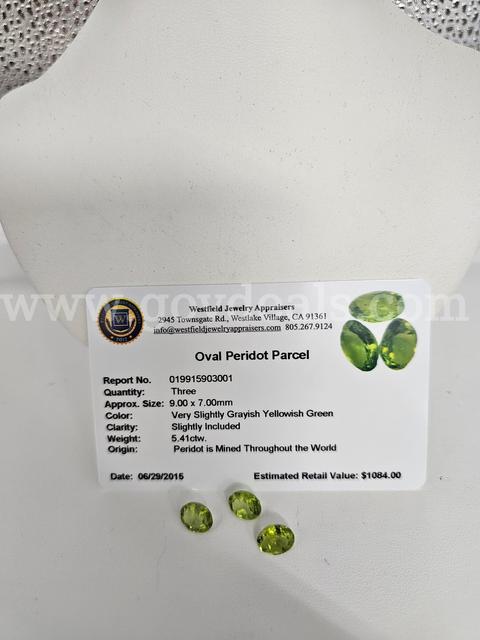 3 Piece Oval Peridot Parcel   5.41ctw   App $1084