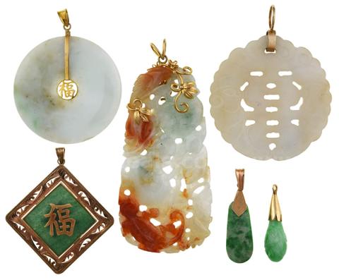14KT Gold and Jadeite Lot