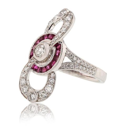 RUBY PLATINUM and DIAMOND RING
