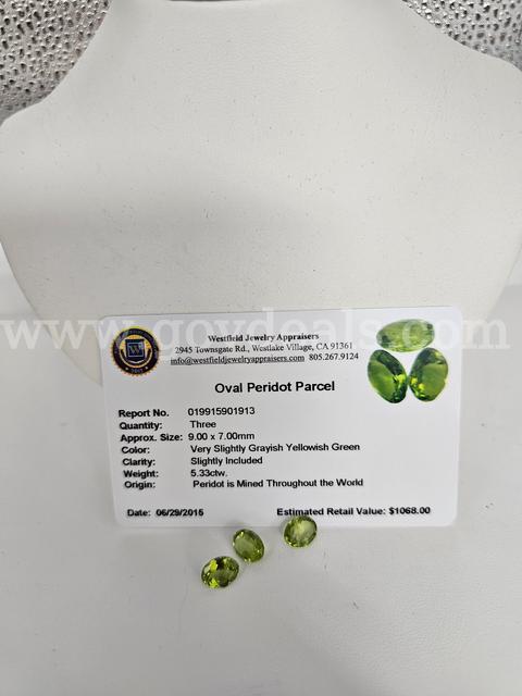 3 Piece Oval Peridot Parcel 5.33ctw App $1068