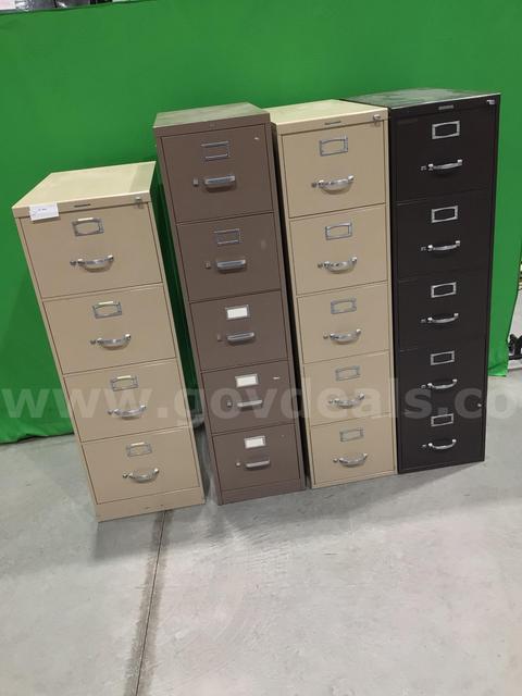 Lot of (4) Various Vertical File Cabinets