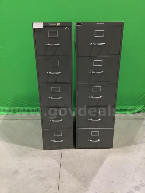 Lot of (2) Five-Drawer Vertical File Cabinets