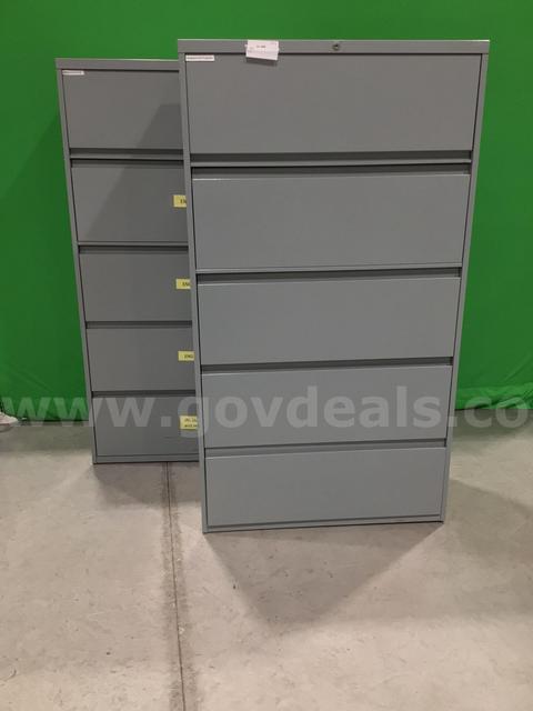 Lot of (2) Five-Drawer Lateral File Cabinets