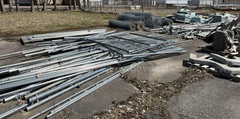 Lot of Approximate 2,100 ft of Fencing with Fasteners and Gates