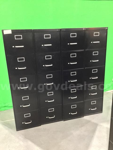 Lot of (4) Five-Drawer Vertical File Cabinets