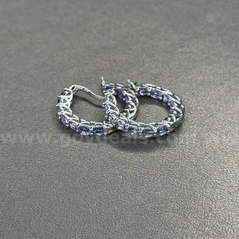 Silver FAS 925 Earrings with Purple Stones