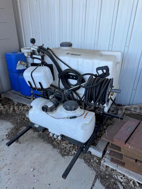 Bobcat Fork-Mounted Sprayer – Tank, Pump & Hose Reel, Untested