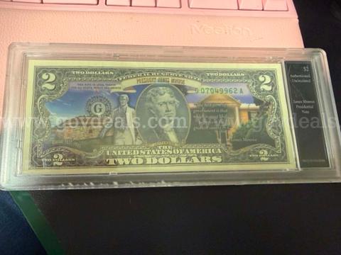 James Monroe Presidential Commemorative $2 Bill – Uncirculated in Holder