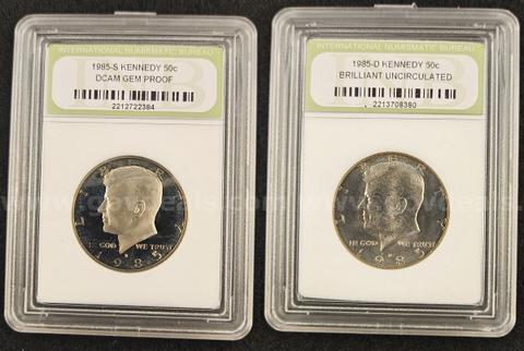 1985-S KENNEDY 50c & 1985-D KENNEDY 50c