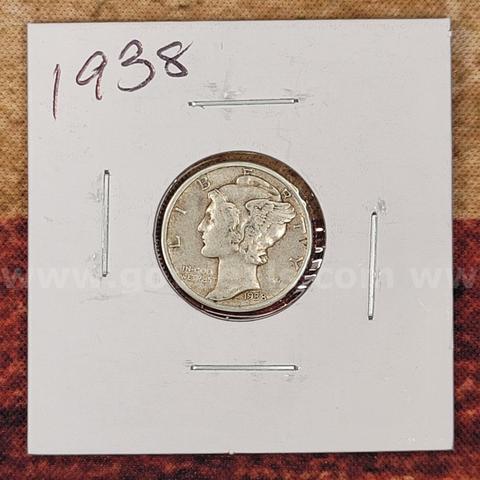 Very Nice Silver Mercury Dime 1938